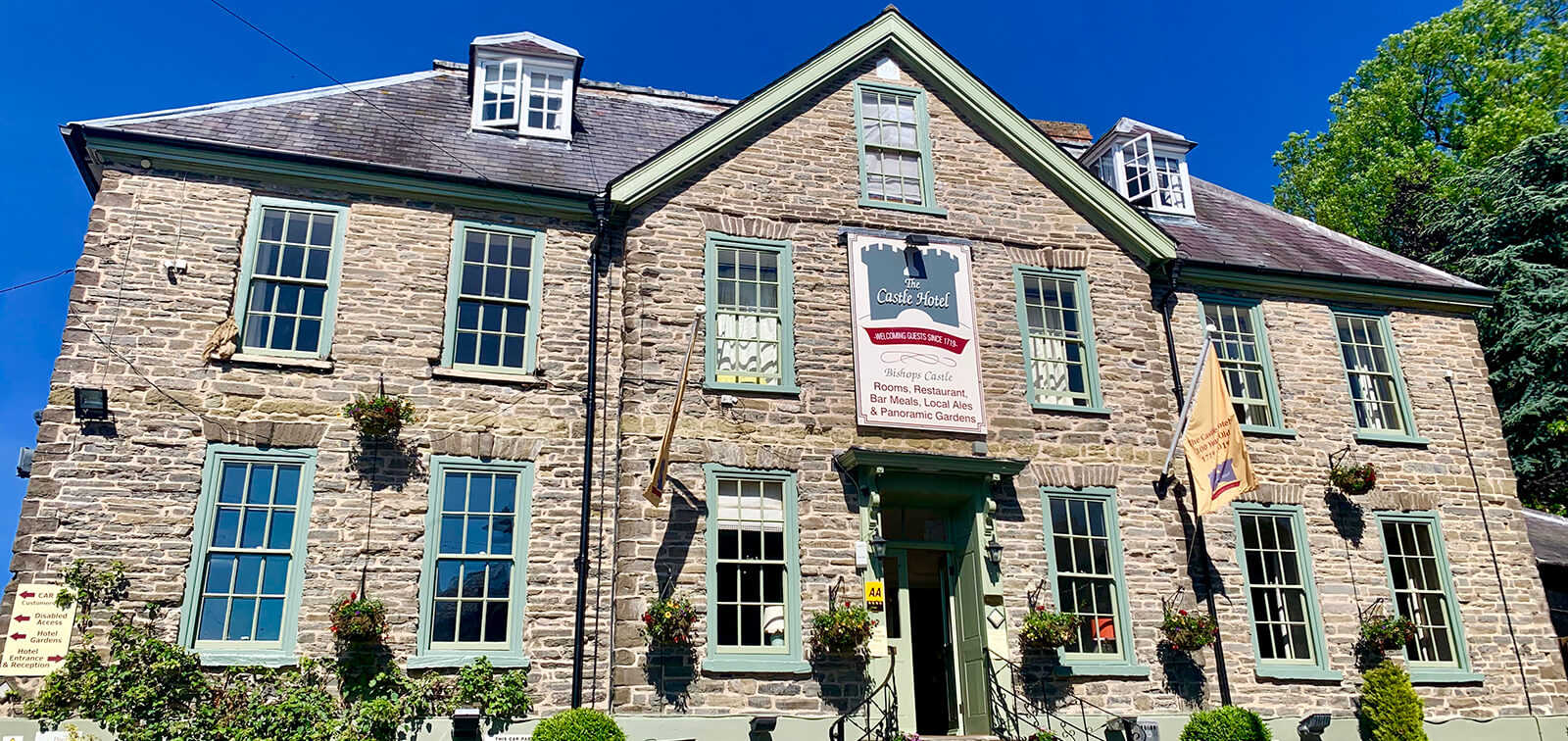 <img src='/wp-content/uploads/2024/11/ghg-homepage-white.png' style='width:250px' />The Castle Hotel, Bishops Castle - A 4 star hotel in the South Shropshire Hills offering stylish accommodation in a delightful and charming Shropshire market town.