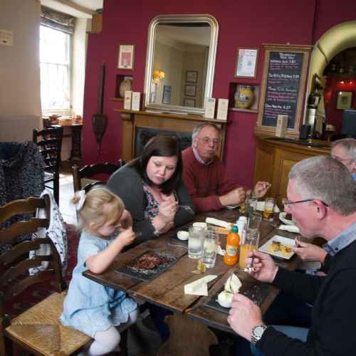 Families eating in the bars in Bishops Castle